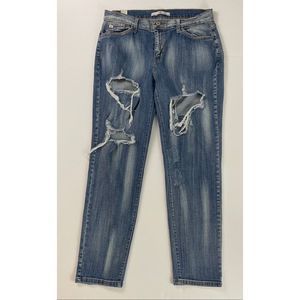 KanCan Straight Leg Distressed Mid Rise Faded Jeans Size 27